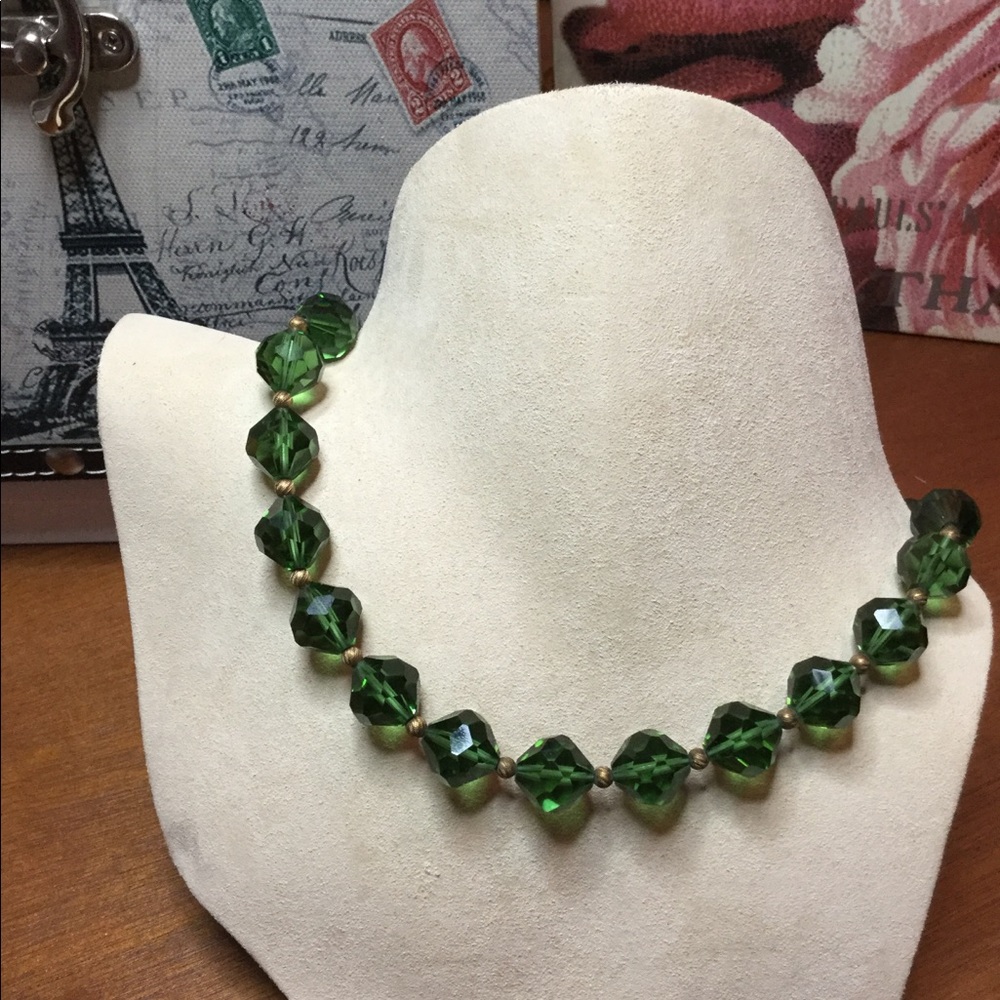 Crystal Green Bead Necklace
